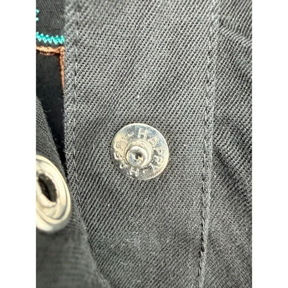 Panhandle Slim Womens L Western Shirt Black Embroidered Rhinestone Snap - Picture 10 of 11